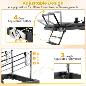 Foldable Pilates Reformer Machine for Home Gym Large Pilates Equipment-Black view 6
