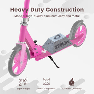 Folding Aluminum Alloy Scooter with 3 Adjustable Heights-Pink view 9