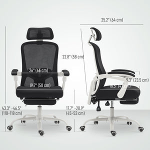 Ergonomic Office Chair, Mesh Reclining Desk Chair with Adjustable Lumbar Support, Headrest, Beige – view 9