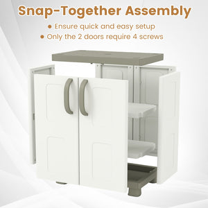 Freestanding Buffet Cabinet Sideboard with 2 Doors and Adjustable Shelves for Kitchen and Garage-Beige view 9