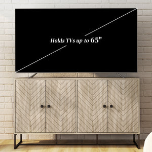 Sideboard Buffet Cabinet with 2 Adjustable Shelves and Steel Base, TV Stand, Coffee Bar Cabinet for Living Room, Oak