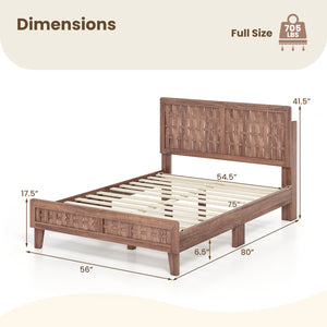 Full Size Bed Frame Mid Century with Woven Accent Headboard view 4
