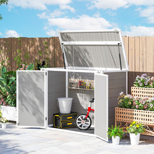 41 Cu. Ft. Outdoor Storage Shed, Outdoor Horizontal Trash Can Storage with Chain Lid, Lockable Storage Box – view 10