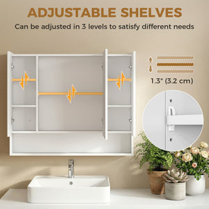 Wall Mounted Bathroom Medicine Cabinet with Mirror and Adjustable Shelves, Grey – view 12