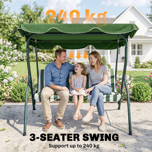 Outdoor Porch Swing with Adjustable Canopy, 3-Seater Patio Swing Chair with Cushion, Black – view 18