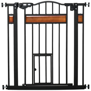 29.1''-31.5'' Extra Wide Dog Gate with Cat Door, 30"H Stair Gate with Extension, Wall Cups, Pressure Fit