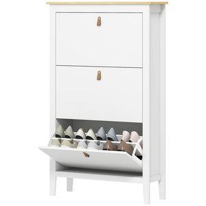 Narrow Shoe Cabinet with 2 Flip Drawers, Adjustable Shelves for Entryway, Holds 10-14 Pairs, White – view 8