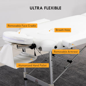 85" 3 Section Foldable Massage Table Professional Salon SPA Facial Couch Bed (Black/Orange)