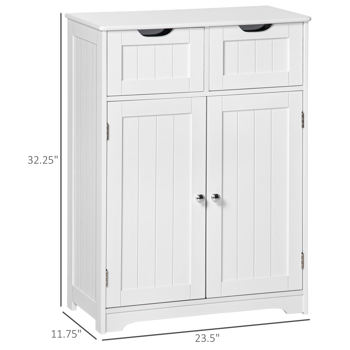 Bathroom Cabinet, Bathroom Storage Cabinet with 2 Drawers, Adjustable Shelf for Living Room, Entryway, White – view 2