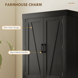 72" Kitchen Pantry Cabinet, Farmhouse Kitchen Storage Cabinet with 4 Barn Doors, 6 Door Shelves, Drawer – view 3