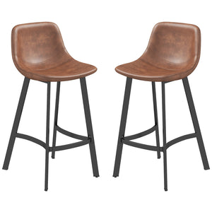 Counter Height Stools Set of 2, Upholstered Kitchen Stool with Back and Steel Legs
