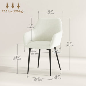 Dining Chairs Set of 2, Velvet-look Fabric Upholstered Kitchen Chairs with Backrest – view 2