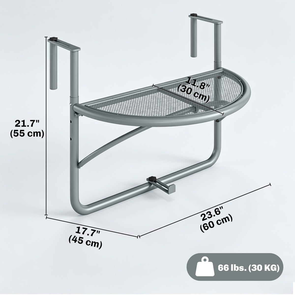 Adjustable Balcony Hanging Railing Table, Metal Mounting Mini Wall Desk Storage Rack – view 2