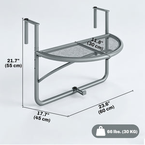 Adjustable Balcony Hanging Railing Table, Metal Mounting Mini Wall Desk Storage Rack – view 2