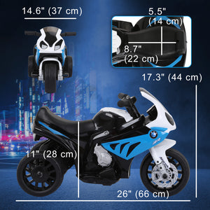 Aosom Kids Motorcycle, 6V Battery Powered Toddler Motorcycle with Headlight, Music, 3 Wheels Electric Motorcycle for Kids, Licensed BMW, Gift for Boys & Girls -
