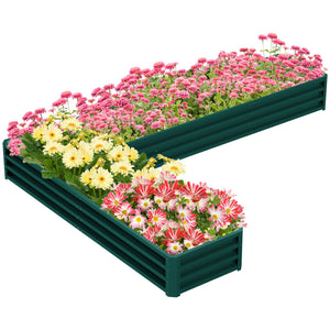 L-Shaped Raised Garden Bed, 82" x 109" x 12" Galvanized Steel Planter Box with Multi-reinforced Rods for – view 3