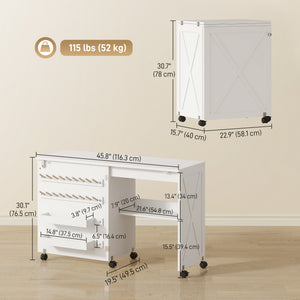 Sewing Machine Table on Wheels, Folding Craft Table with 2 Bins, Storage Shelf, 18 Pegs, Lockable Wheels โ view 16