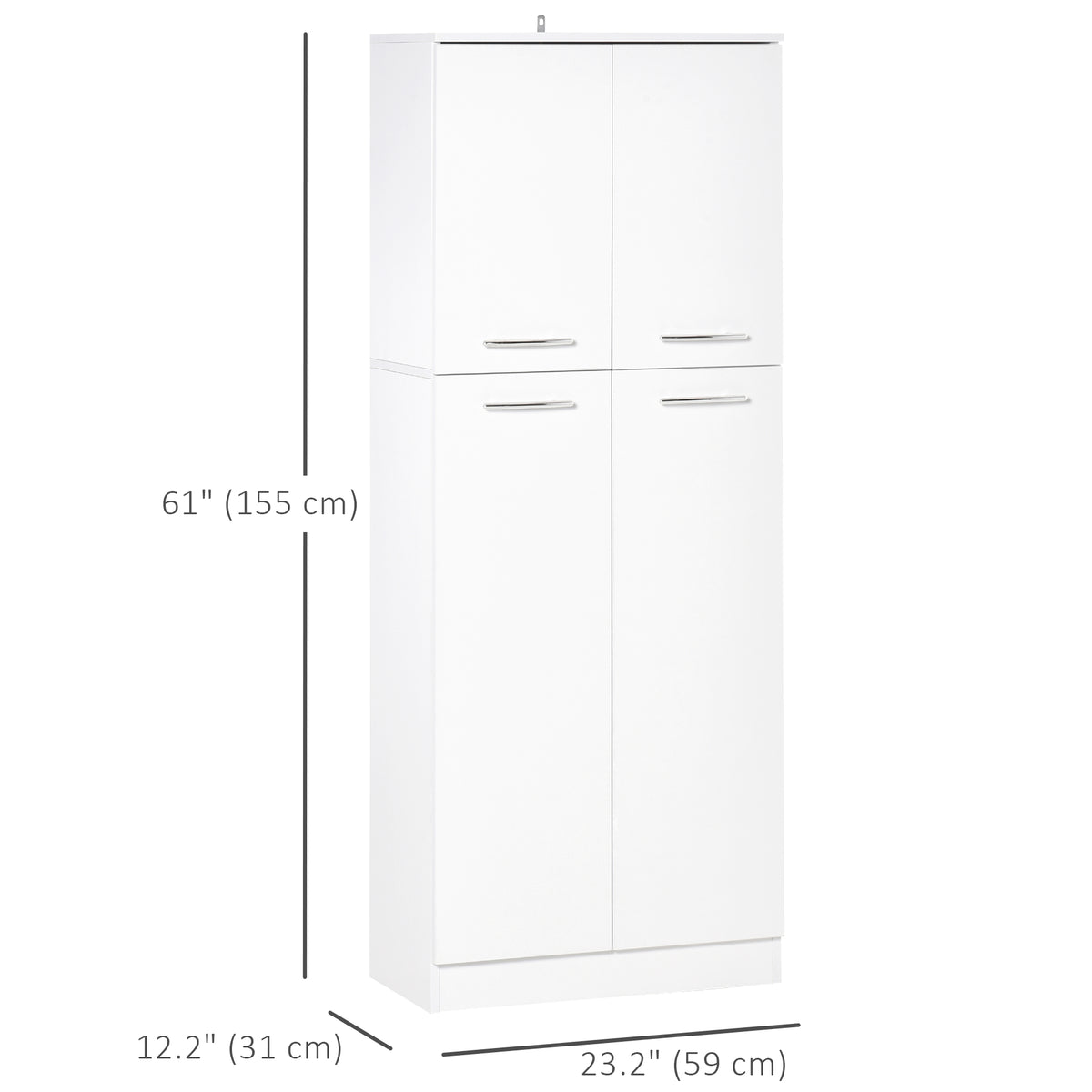 61" Pantry Cabinet, Kitchen Pantry Storage Cabinet with 2 Doors and Adjustable Shelves, Freestanding Storage Cabinet