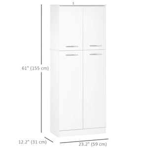 61" Pantry Cabinet, Kitchen Pantry Storage Cabinet with 2 Doors and Adjustable Shelves, Freestanding Storage Cabinet