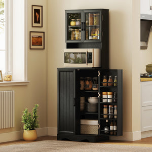 71" Kitchen Pantry Cabinet, Freestanding Kitchen Hutch with 8 Door Shelves – view 7