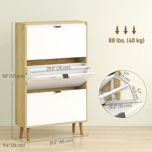 Narrow Shoe Cabinet, High Gloss Shoe Storage Cabinet with 2 Flip Drawers and Adjustable Shelves – view 9