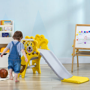 Qaba 3 in 1 Slide for Toddlers, Kids Slide Playset with Basketball Hoop, Climber, for 18-36 Months