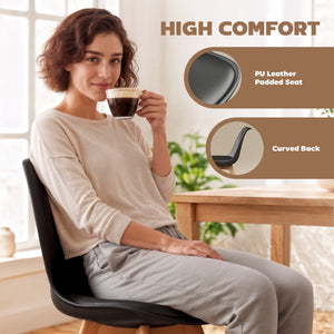 Modern Dining Table Chairs Set of 4, Rubber Wood Kitchen Table Chairs with PU Leather Cushion for Living Room, Bedroom