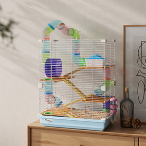5 Tiers Hamster Cage Portable with Exercise Wheels Play Tube Water Bottle Dishes House Ladder for Gerbils – view 21