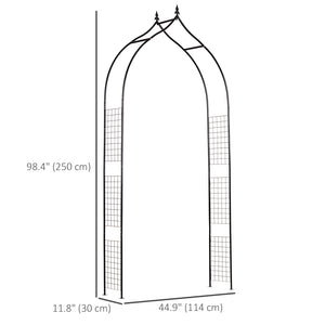 8FT Metal Garden Arch, Decorative Arbor Trellis for Climbing Plants, Wedding, Party, Event, Holiday, Black