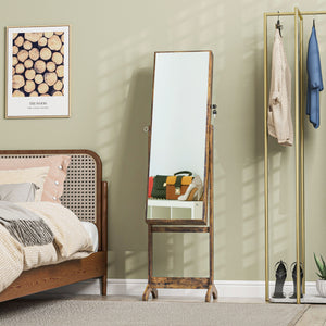 Mirror Jewelry Cabinet Armoire, Lockable Jewelry Organizer with Full-Length Mirror, 3 Angle Adjustable, Grey – view 13