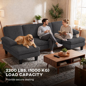 Sectional Sofa, U Shaped Couch with Double Chaise, Pillow-top Armrests and Spring Cushions – view 12