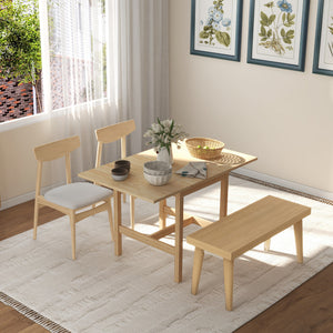 Solid Wood Kitchen Table, Farmhouse Drop Leaf Tables for Small Spaces, Folding Dining Table, Nature Wood
