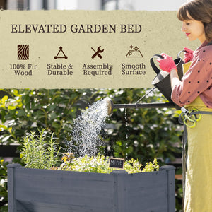 Wooden Raised Garden Plant Stand Outdoor Tall Flower Bed Box with Hooks, 48" x 24" x 32", Nature Wood