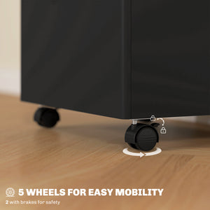 3-Drawer Small Filing Cabinet with Lock, Vertical Office Storage Cabinet with Wheels for Home Office, Black β view 4
