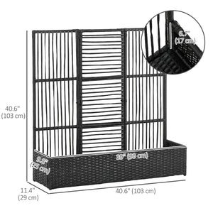 Raised Garden Bed with Lattice Trellis, Rattan Outdoor Planter with Storage for Garden, Patio, Balcony – view 2