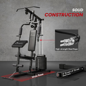 Soozier Multi-Exercise Home Gym Station with 99lbs Weight Stack, for for Back, Chest, Arms, Full Body Workout
