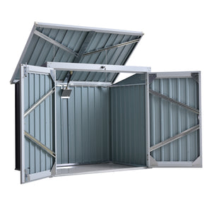 5ft x 3ft Outdoor Garbage Bin Storage Shed with Lockable Doors and Lid, Outside Storage Shed for Trash Can, Black