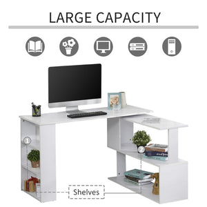 L Shaped Desk, 360° Rotating Corner Desk, Computer Writing Table Workstation with Storage Shelf for Home – view 10