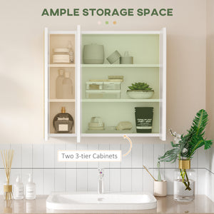 Wall Mounted Medicine Cabinet with Mirror Wall Mirror Cabinet with 3 Doors and Adjustable Storage Shelves Gray
