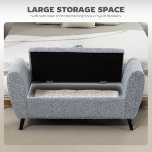 Upholstered Storage Bench with Arms, Modern Ottoman Bench for Bedroom, Entryway, and Living Room, Black – view 17