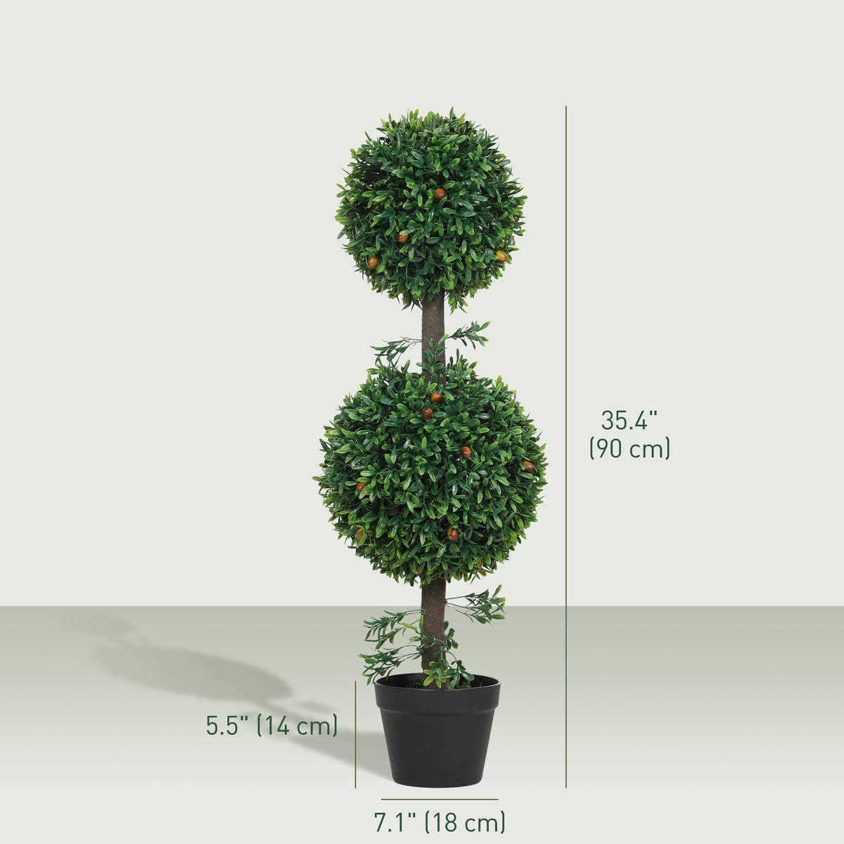 3FT Artificial Boxwood Topiary Tree Set of 2, Faux Two Ball Topiary Tree in Pot for Indoor Outdoor Decor – view 2