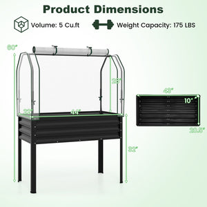 Galvanized Raised Garden Bed with Legs and Greenhouse Cover for Vegetable Flower-Black view 5