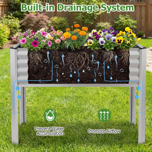 Galvanized Raised Garden Bed with Legs 46 inches x 24 inches x 31 inches Metal Elevated Planter Box-Silver view 6
