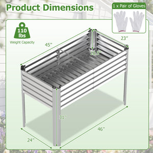 Galvanized Raised Garden Bed with Legs 46 inches x 24 inches x 31 inches Metal Elevated Planter Box-Silver view 4