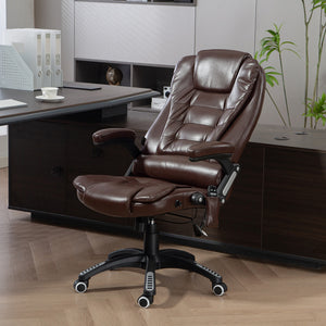 Reclining Massage Office Chair, Executive Office Chair with High Back, Swivel Wheels, Dark Brown