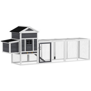 117" Extra Large Chicken Coop with Asphalt Roof, Wooden Hen House with Slide-out Tray – view 8