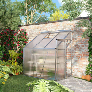 6' x 4' Aluminum Lean-to Greenhouse Polycarbonate Walk-in Garden Greenhouse with Adjustable Roof Vent – view 7