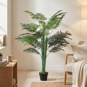 5FT Artificial Palm Tree, Fake Tropical Tree with Lifelike Leaves, Faux Plant in Pot for Indoor Decoration, Green
