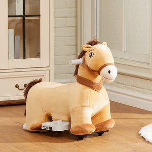 Qaba 6V Battery Powered Kids Ride on Animal Toy, Electric Ride on Horse with Music Forward, Brown
