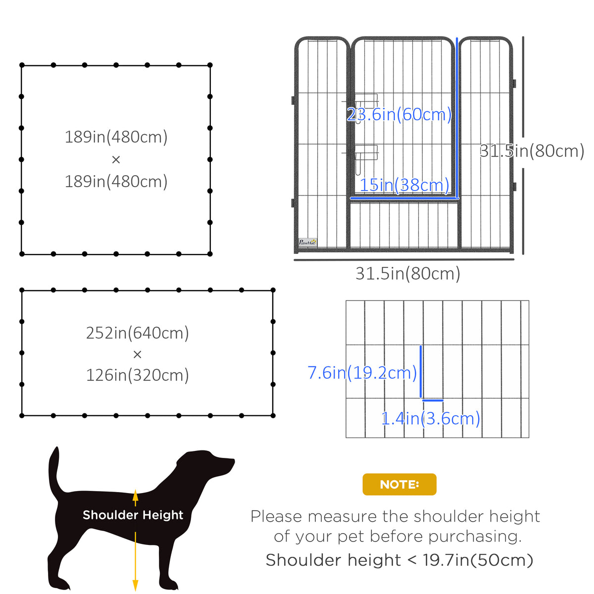 24 Panel 31.5" Height Heavy Duty Dog Playpen for Small Medium Dogs, Grey – view 2